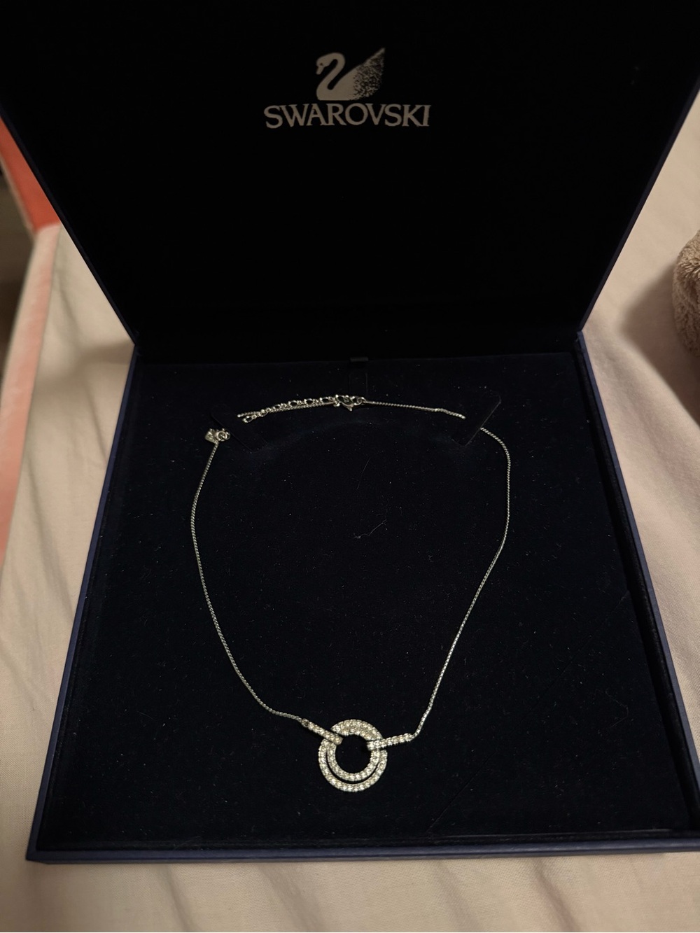 Swarovski Silver Double Circle Crystal Necklace